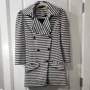 Blaque Label Black and White Striped Pea Coat